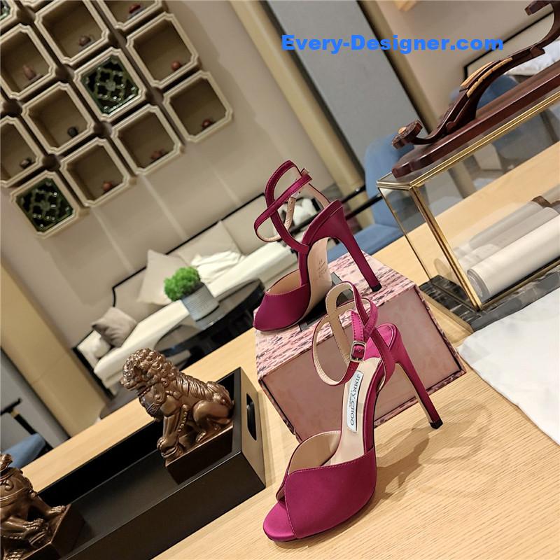 J1m*y Ch00 handmade satin panel peep-toe sandals