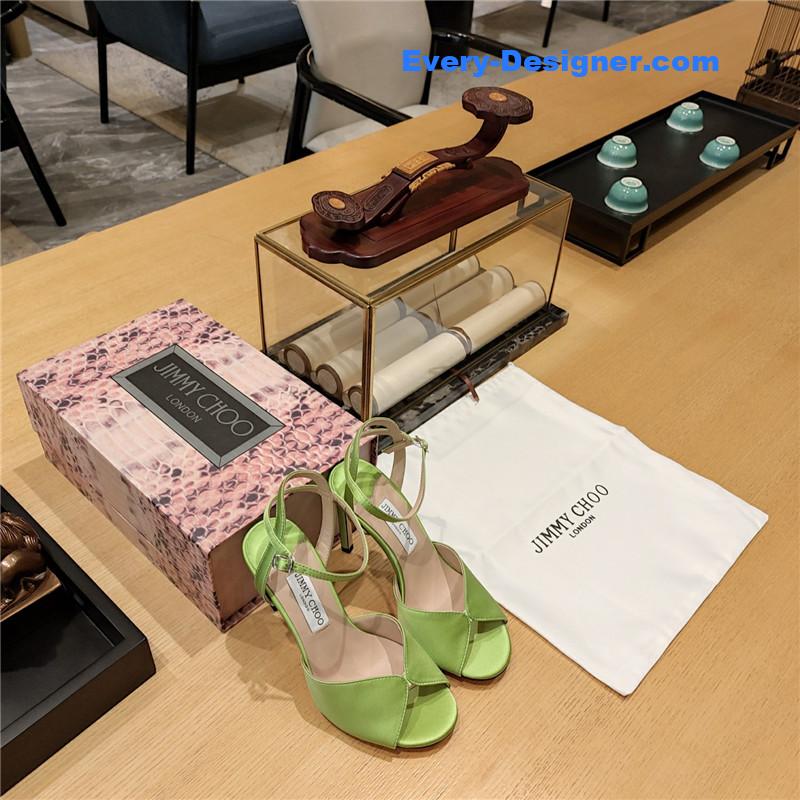 J1m*y Ch00 handmade satin panel peep-toe sandals