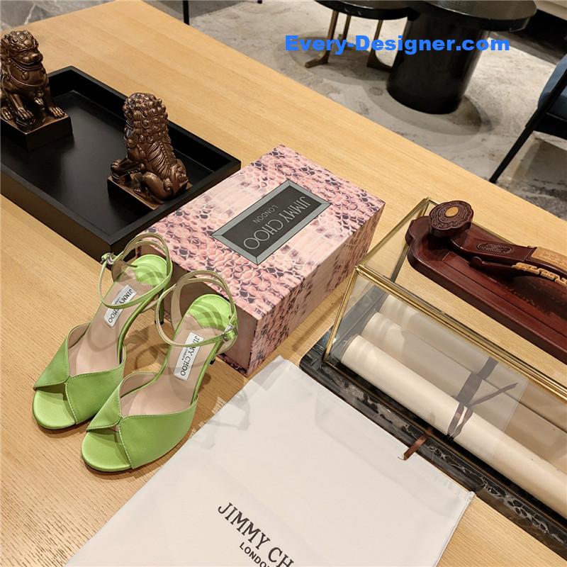 J1m*y Ch00 handmade satin panel peep-toe sandals