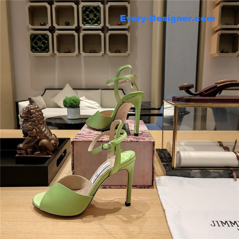 J1m*y Ch00 handmade satin panel peep-toe sandals