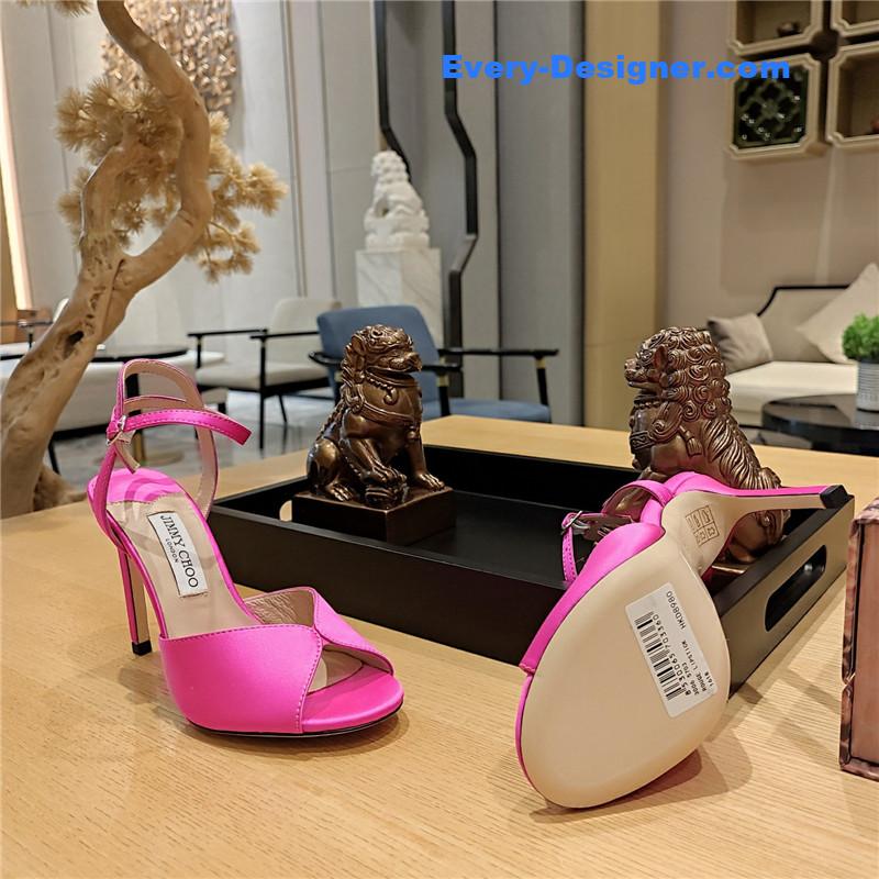 J1m*y Ch00 handmade satin panel peep-toe sandals