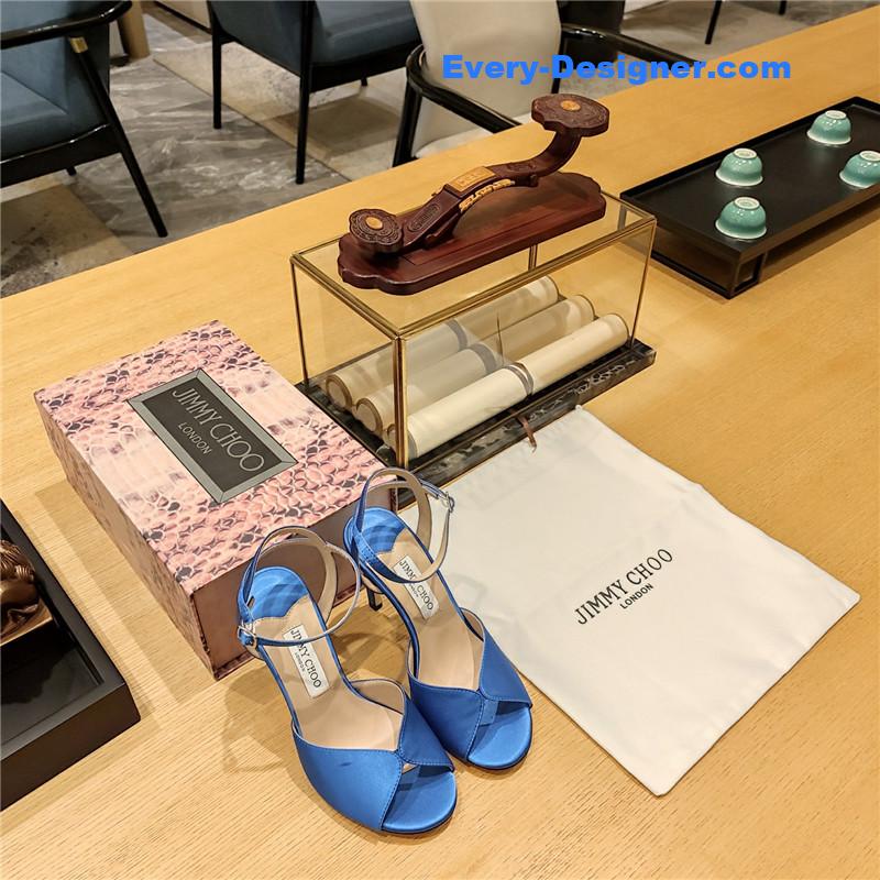 J1m*y Ch00 handmade satin panel peep-toe sandals