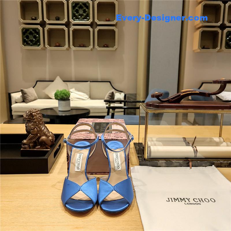 J1m*y Ch00 handmade satin panel peep-toe sandals