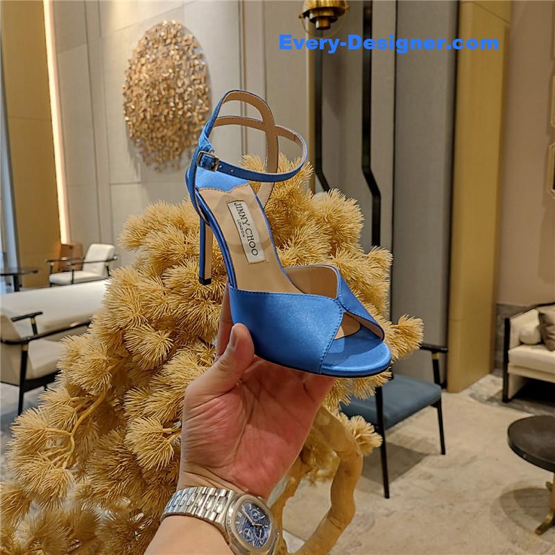 J1m*y Ch00 handmade satin panel peep-toe sandals