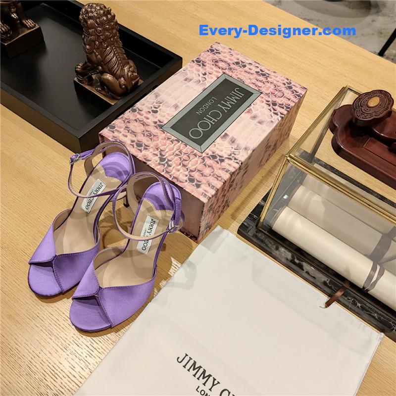 J1m*y Ch00 handmade satin panel peep-toe sandals