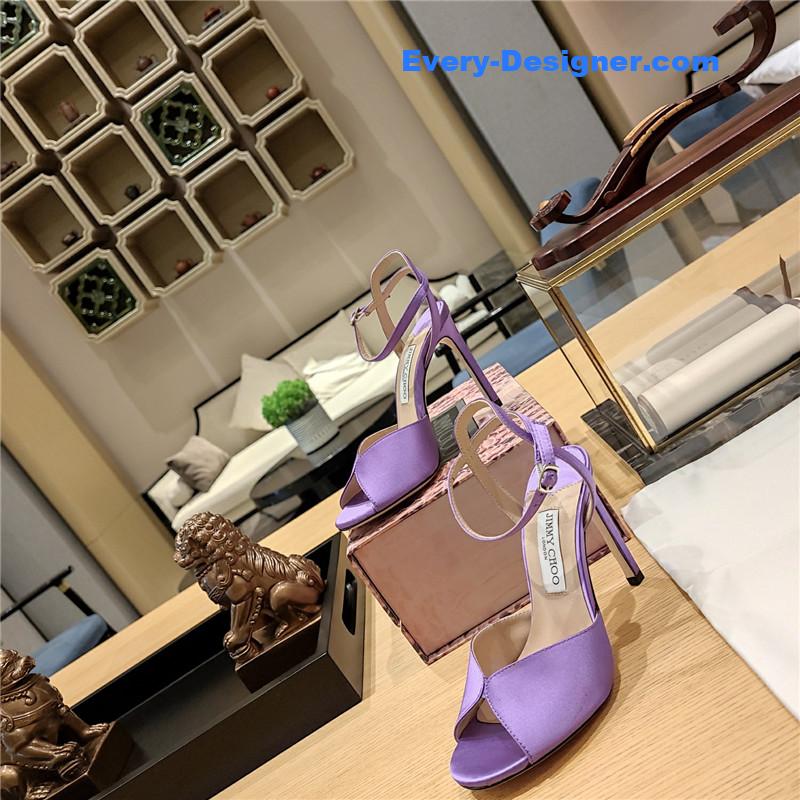 J1m*y Ch00 handmade satin panel peep-toe sandals