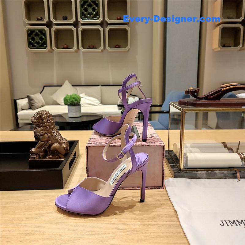 J1m*y Ch00 handmade satin panel peep-toe sandals