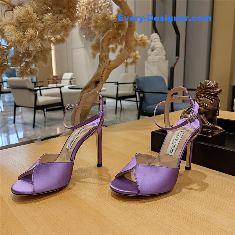 J1m*y Ch00 handmade satin panel peep-toe sandals