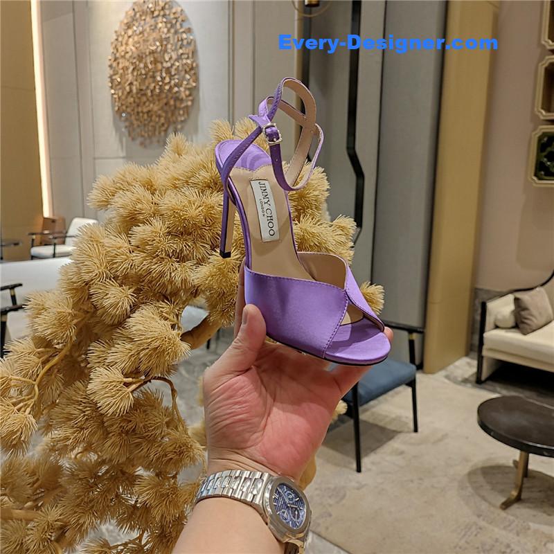 J1m*y Ch00 handmade satin panel peep-toe sandals