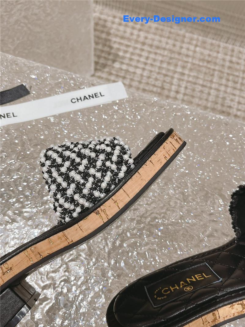 CC new hand-stitched bead decoration slippers