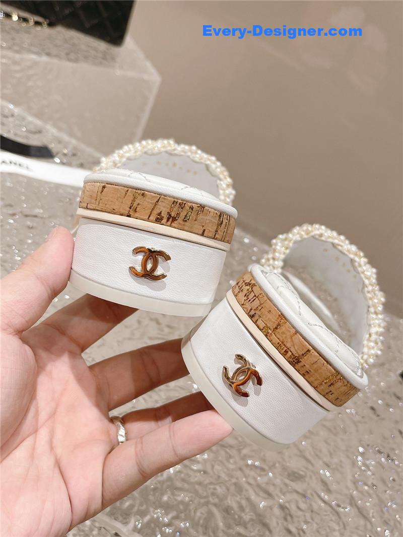 CC new hand-stitched bead decoration slippers