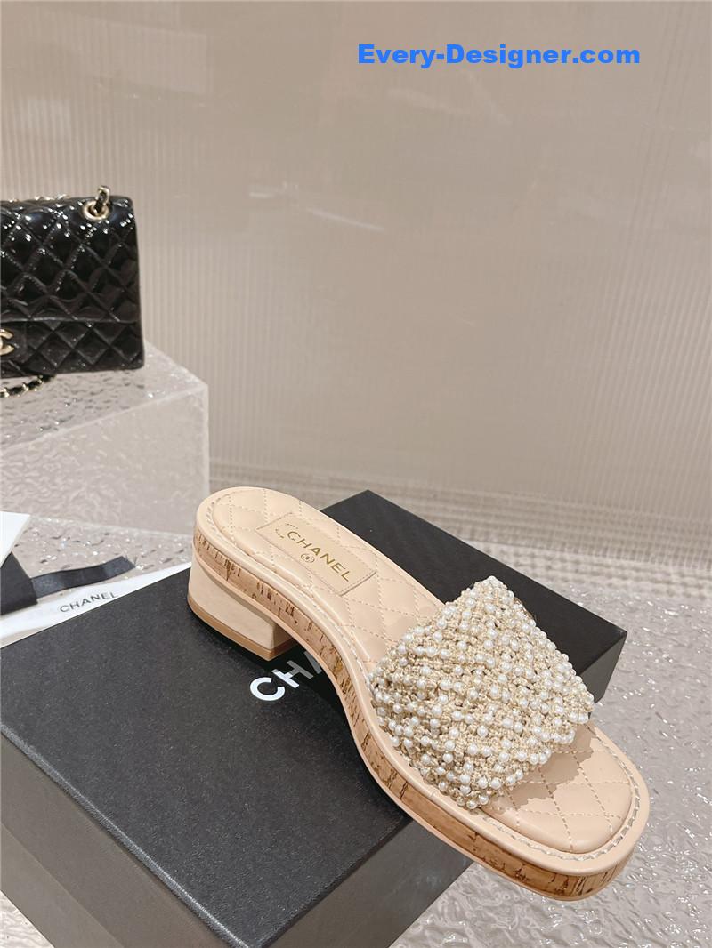 CC new hand-stitched bead decoration slippers