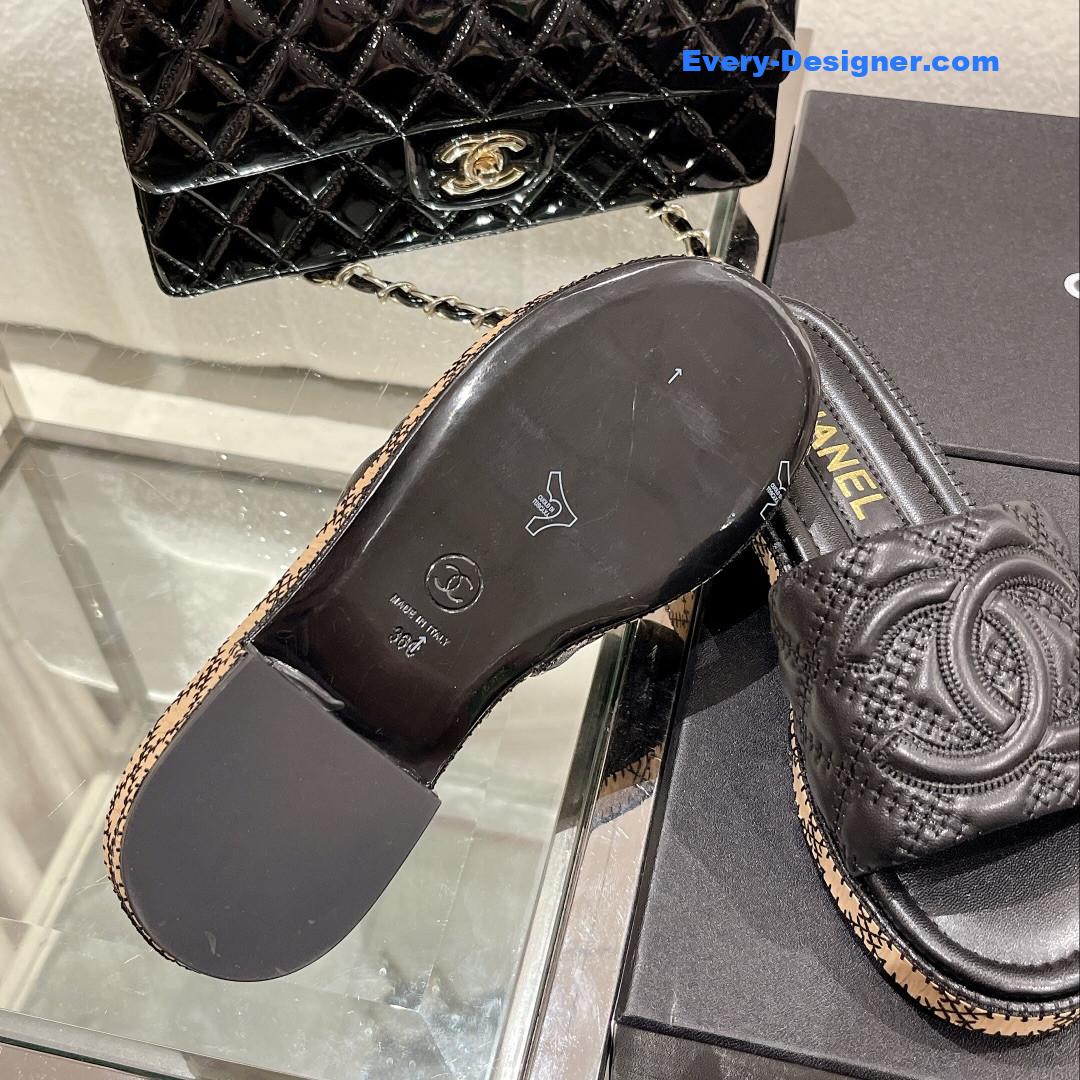 CC new wooden heel slippers