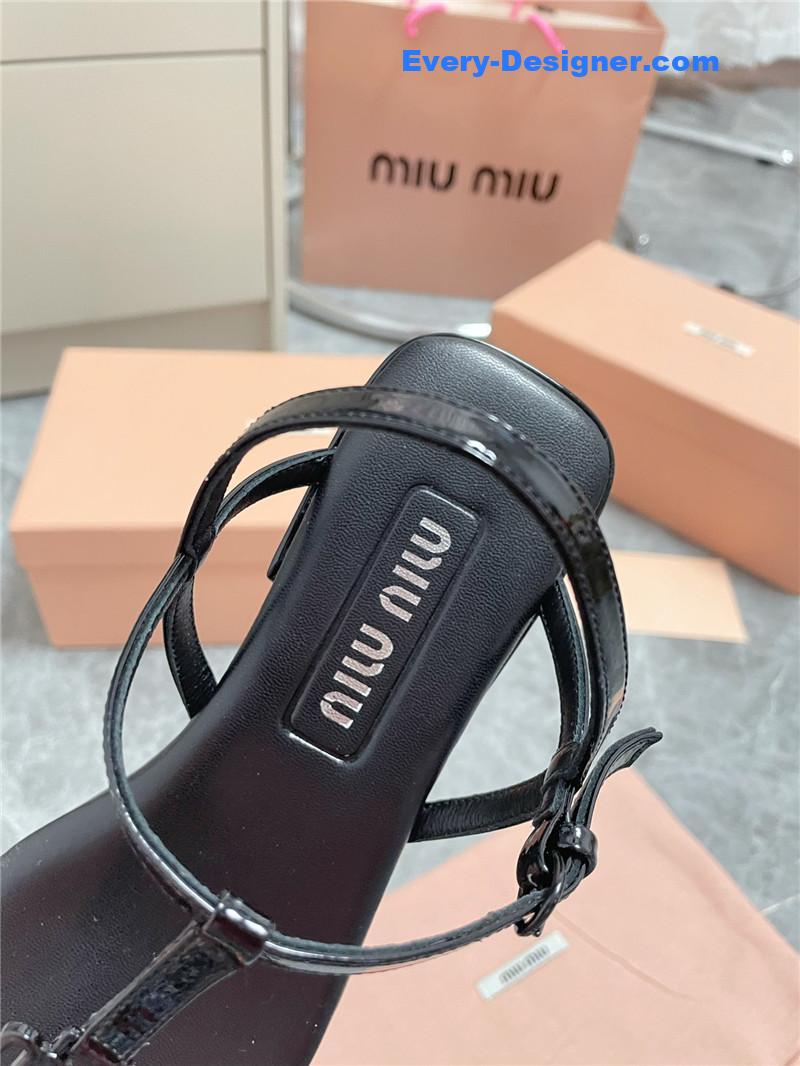 Miu Miu Black Vernice Sandals