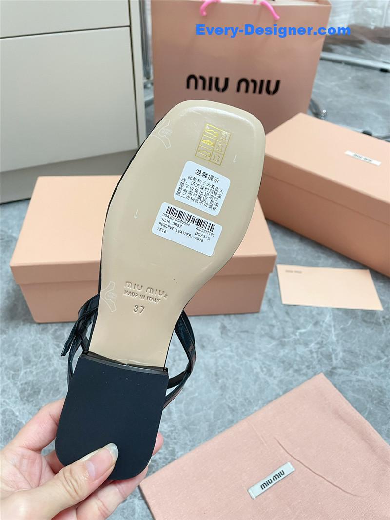 Miu Miu Black Vernice Sandals