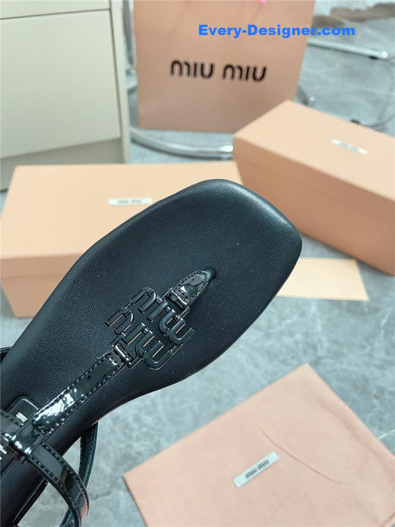 Miu Miu Black Vernice Sandals
