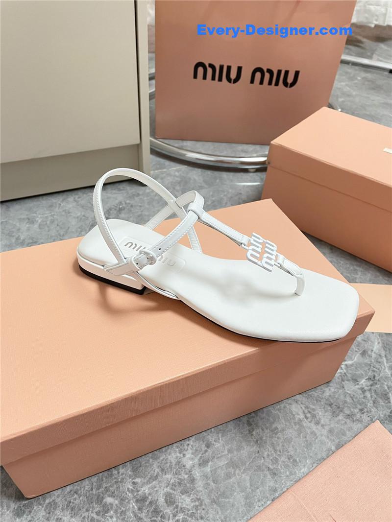 Miu Miu White Vernice Sandals