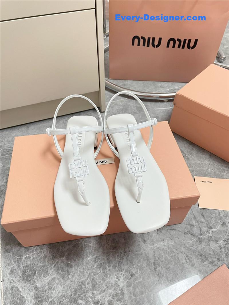 Miu Miu White Vernice Sandals
