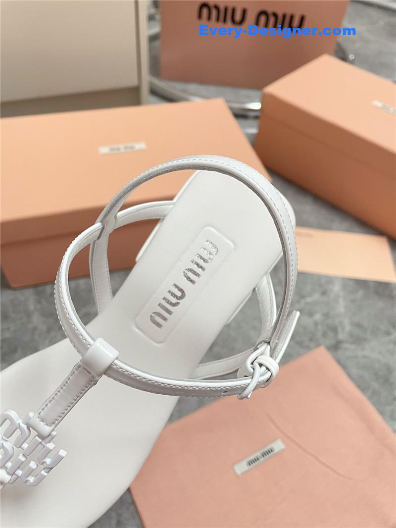 Miu Miu White Vernice Sandals