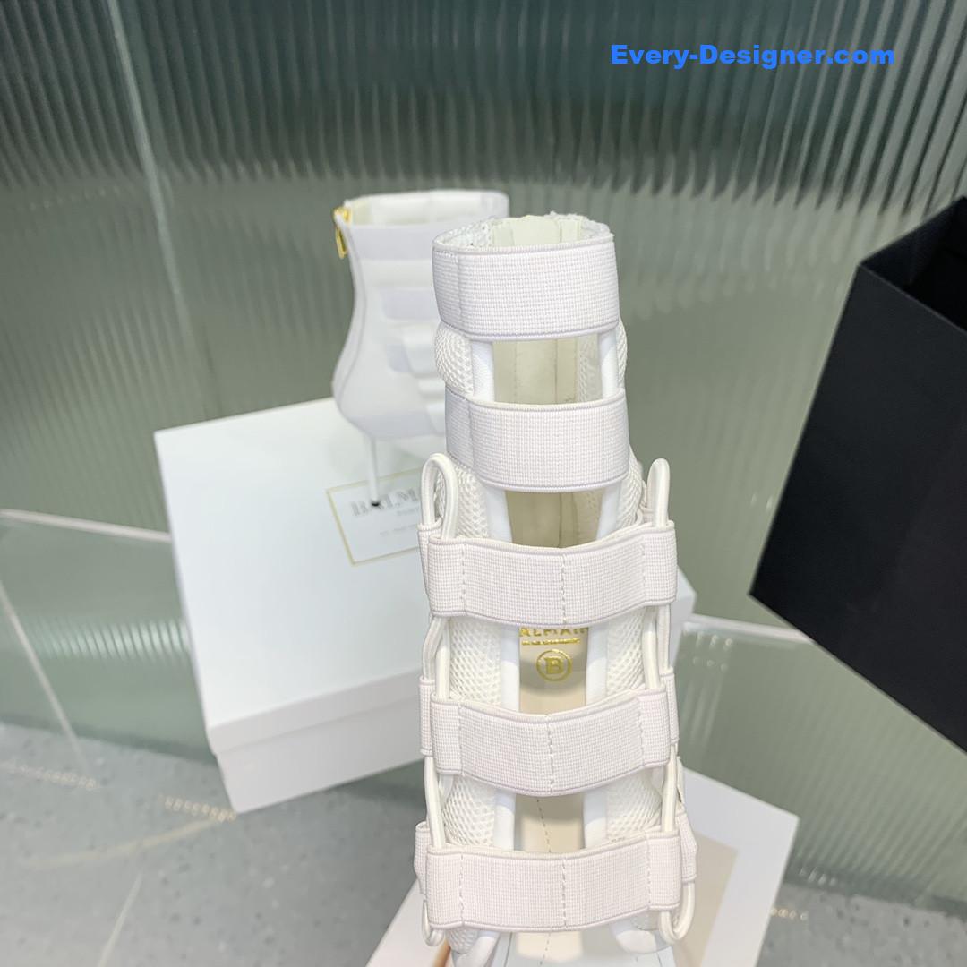 Balmain mesh and Velcro open-toe heeled sandals