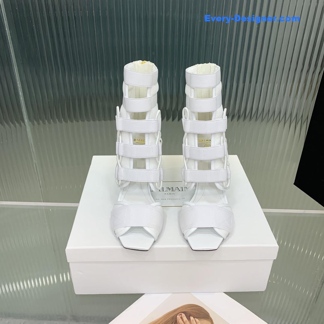 Balmain mesh and Velcro open-toe heeled sandals