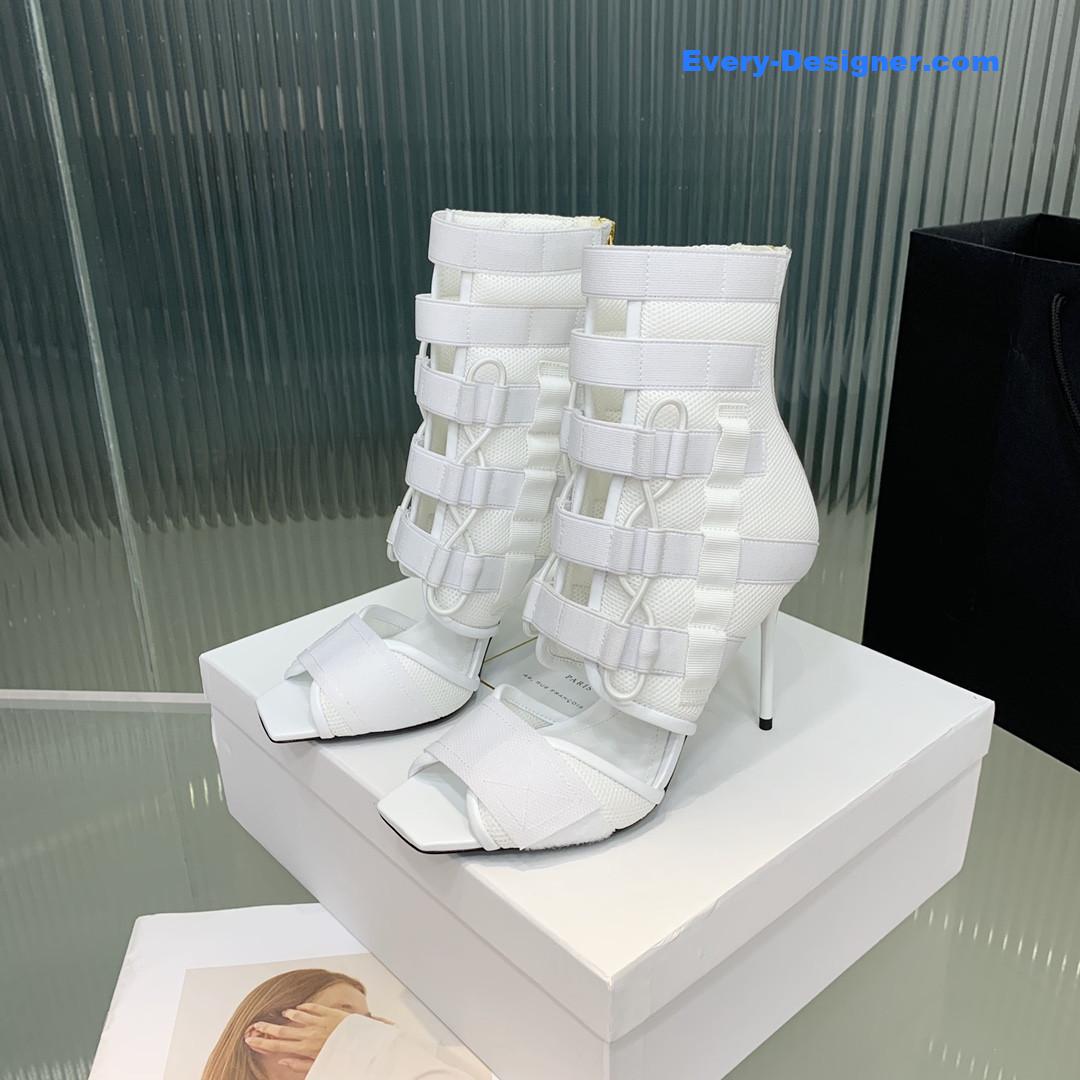 Balmain mesh and Velcro open-toe heeled sandals