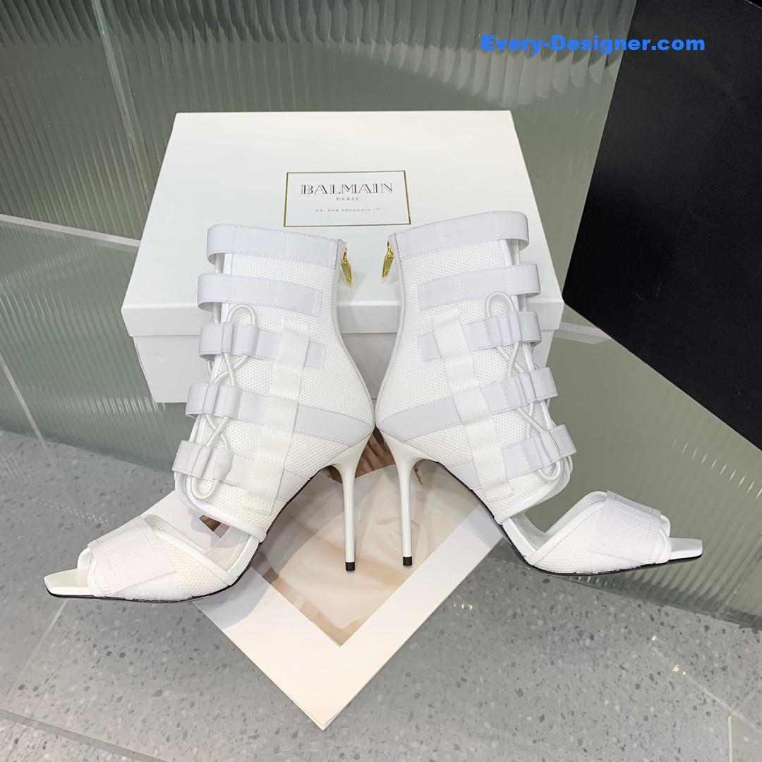 Balmain mesh and Velcro open-toe heeled sandals