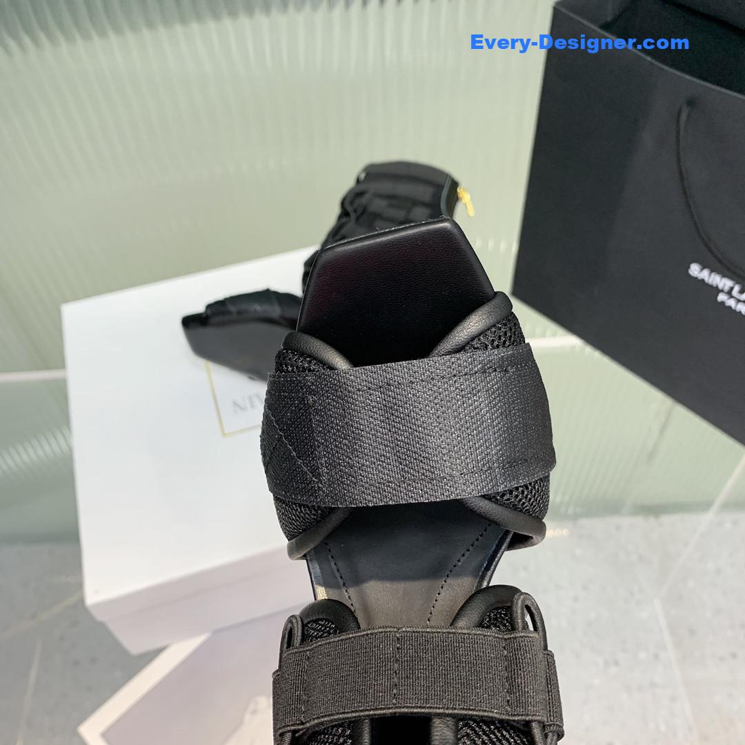 Balmain mesh and Velcro open-toe heeled sandals