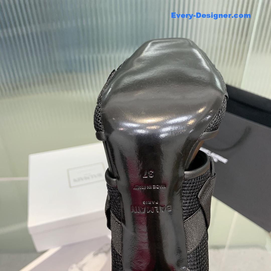 Balmain mesh and Velcro open-toe heeled sandals