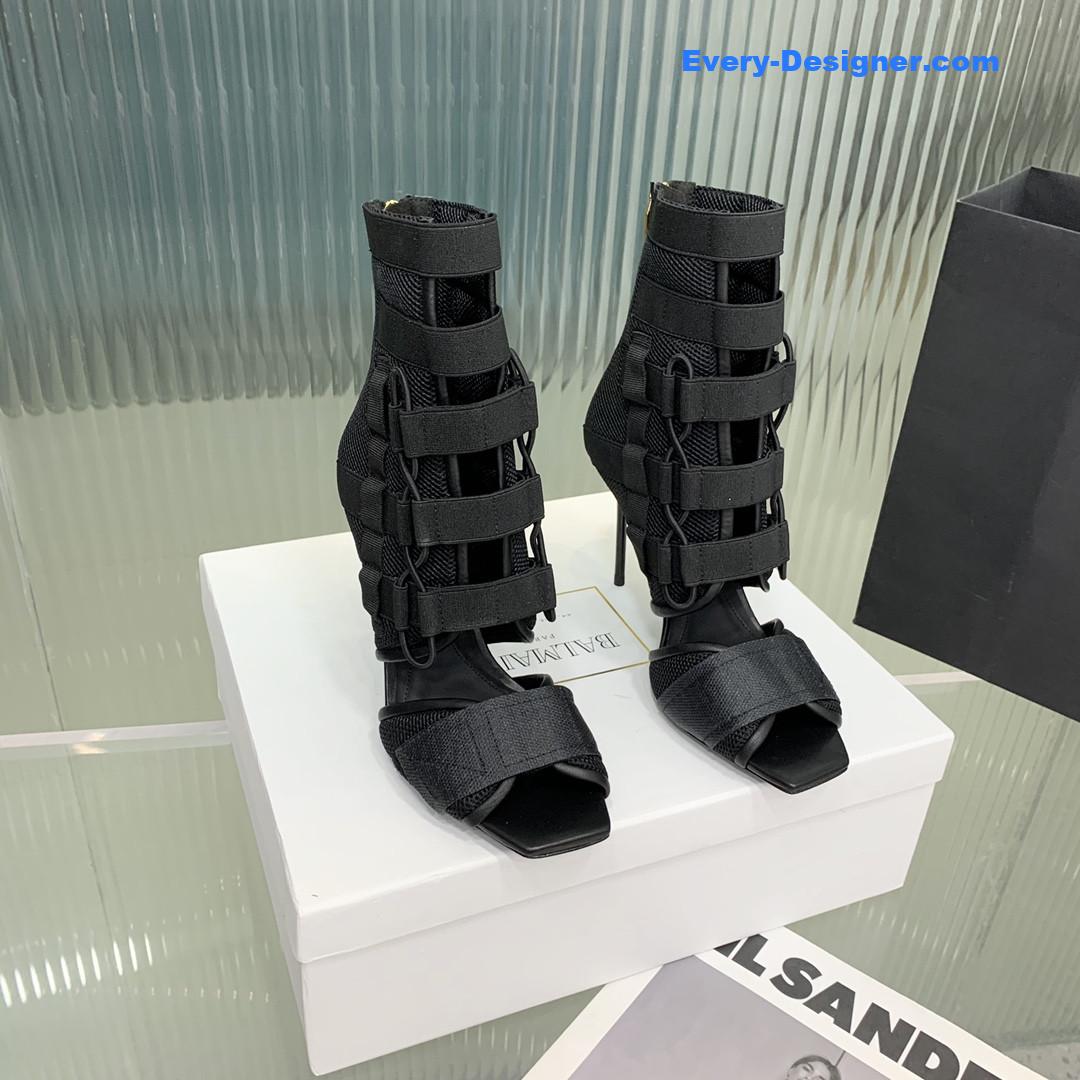 Balmain mesh and Velcro open-toe heeled sandals