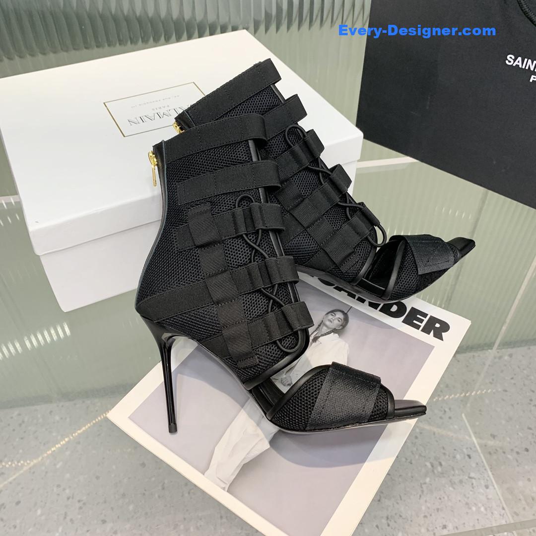 Balmain mesh and Velcro open-toe heeled sandals