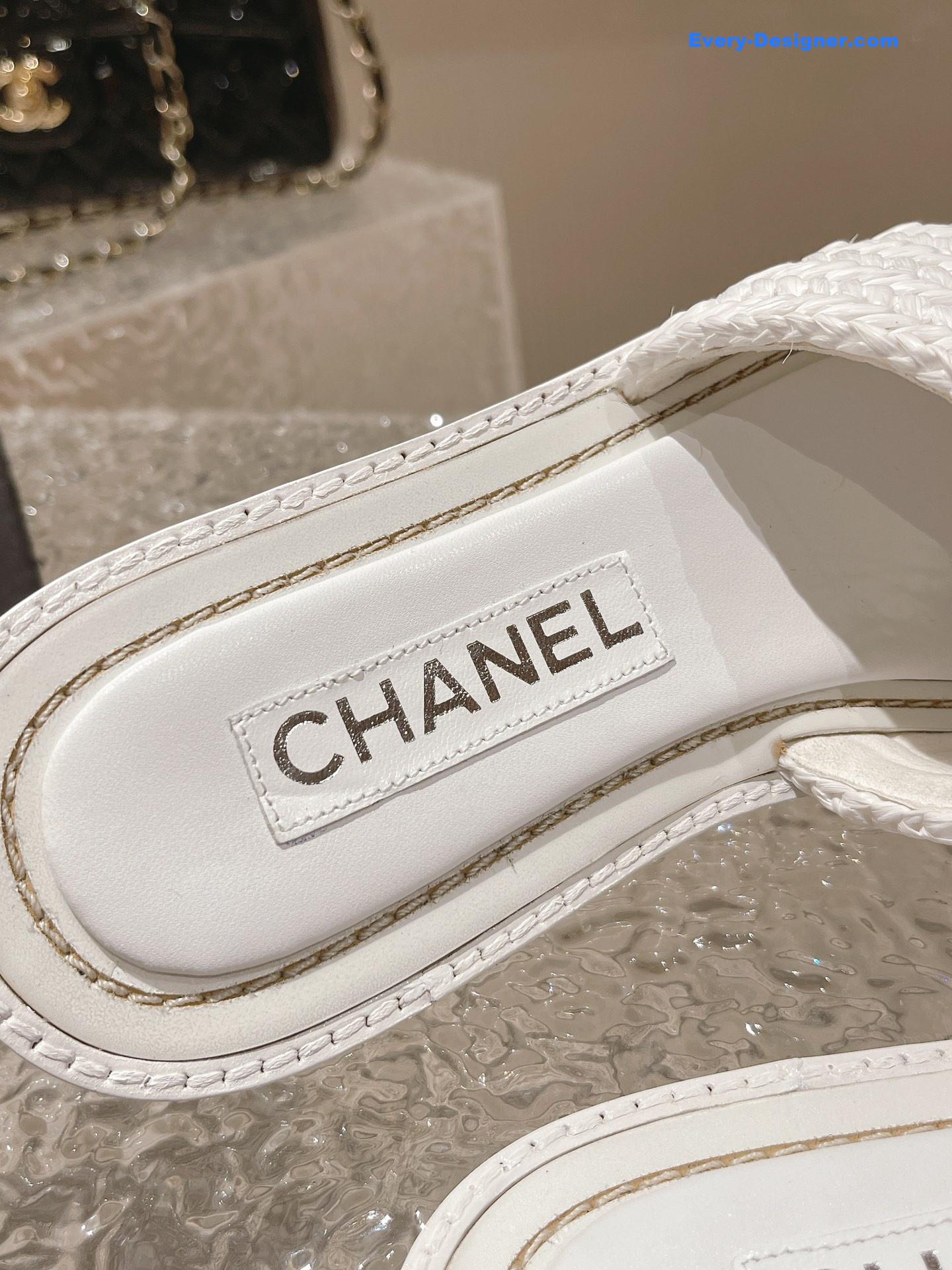 CC rhinestone woven slippers