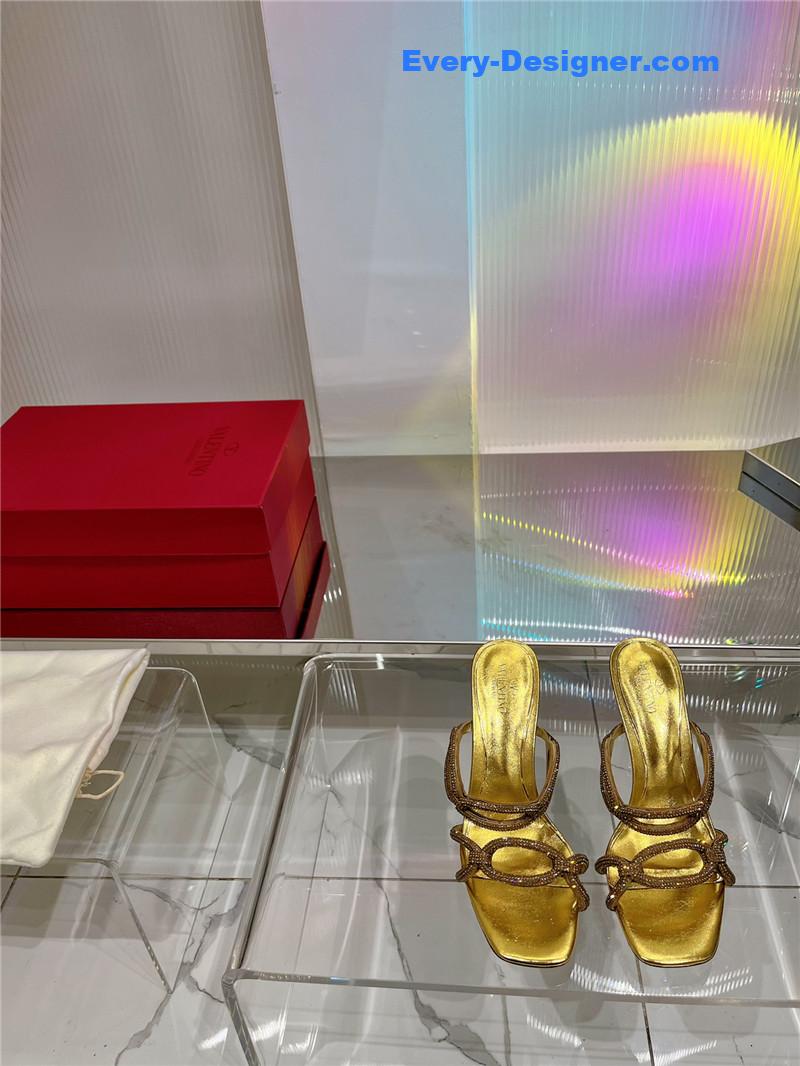 Va1e*ntin0 rhinestone transparent heel sandals