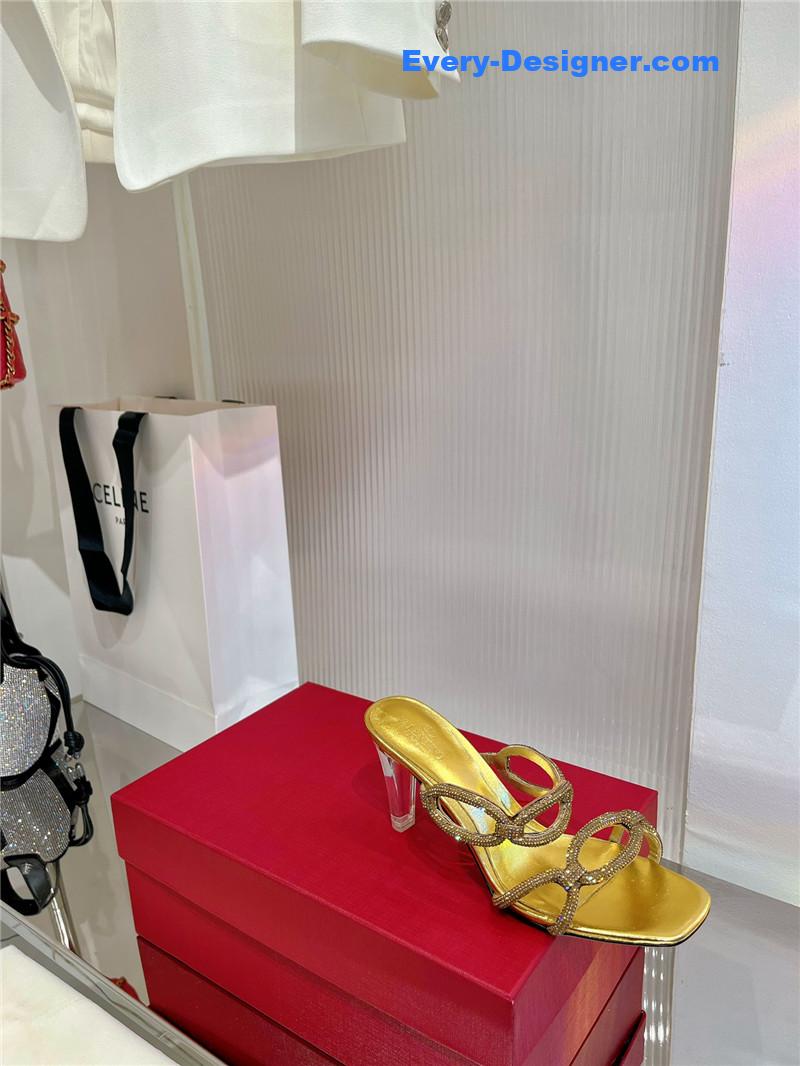 Va1e*ntin0 rhinestone transparent heel sandals