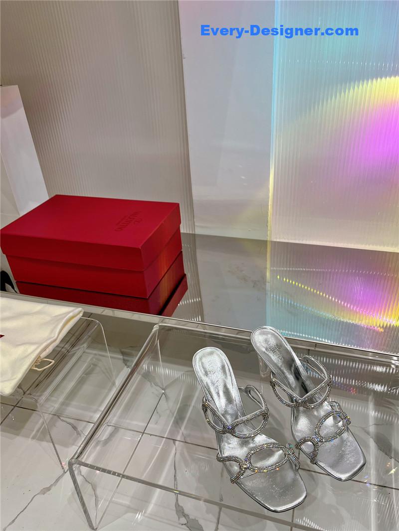 Va1e*ntin0 rhinestone transparent heel sandals