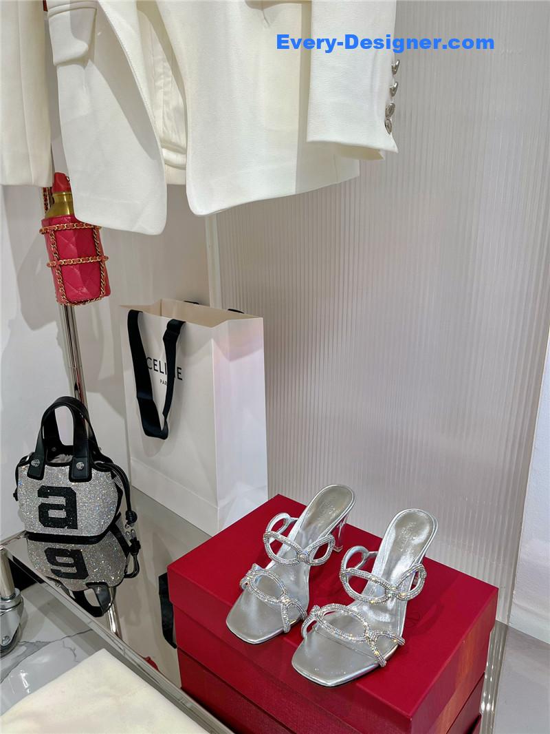 Va1e*ntin0 rhinestone transparent heel sandals