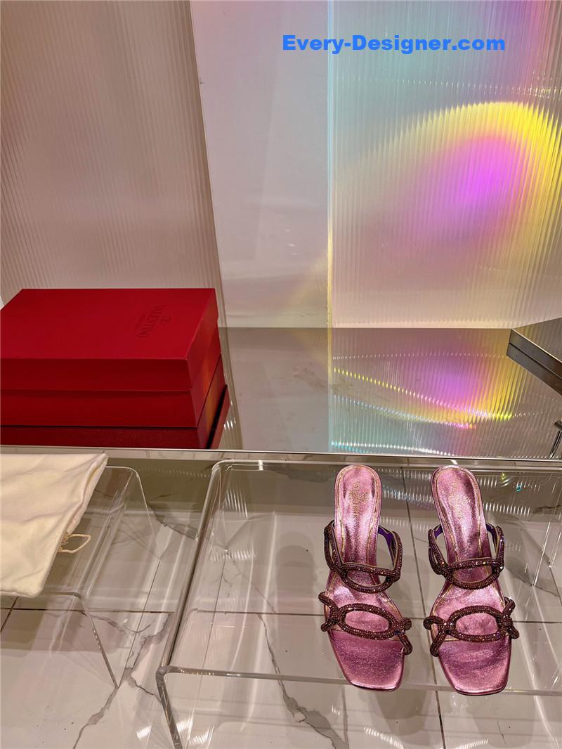 Va1e*ntin0 rhinestone transparent heel sandals