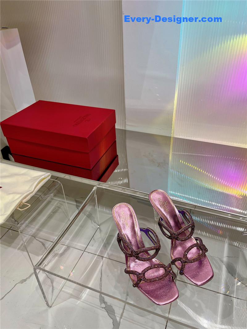 Va1e*ntin0 rhinestone transparent heel sandals