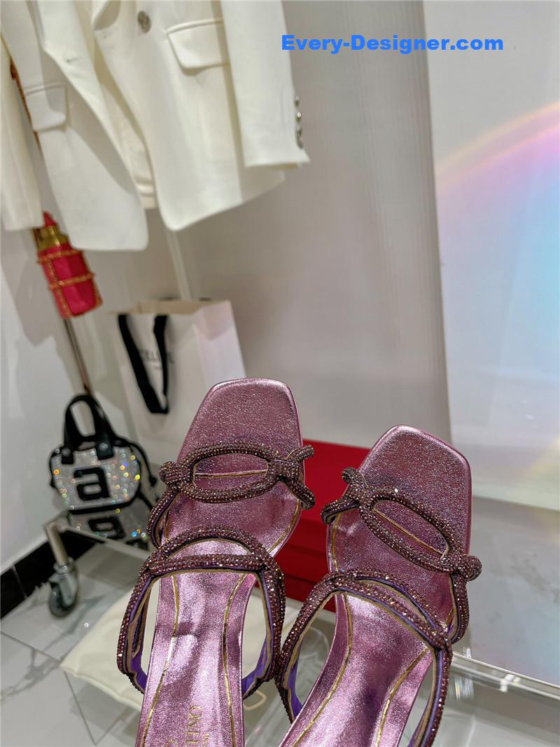 Va1e*ntin0 rhinestone transparent heel sandals