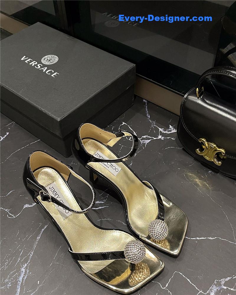 J1m*y Ch00 new rhinestone ball sandals