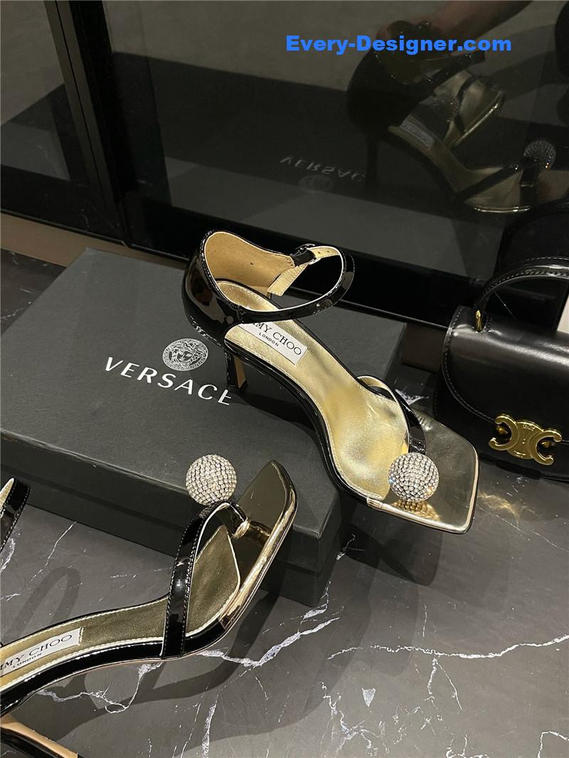 J1m*y Ch00 new rhinestone ball sandals