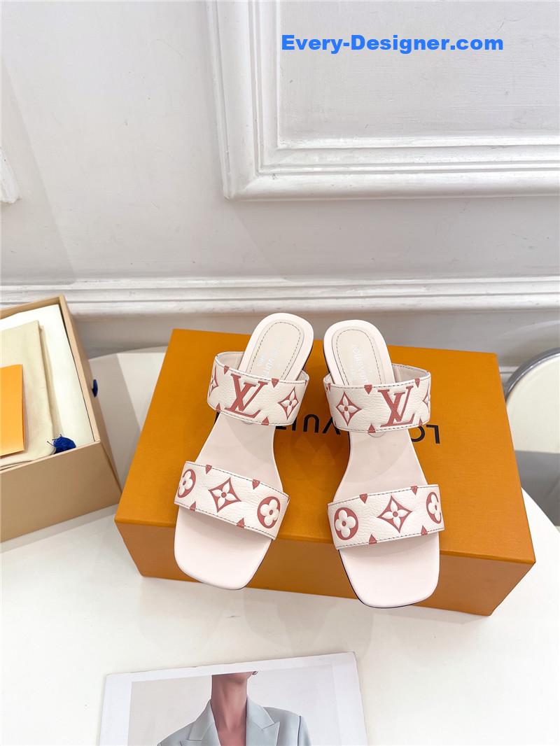 l0vis Vvtt0n lv plum blossom heel embossed sandals