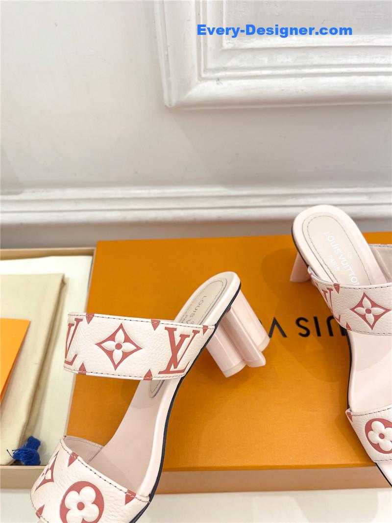 l0vis Vvtt0n lv plum blossom heel embossed sandals