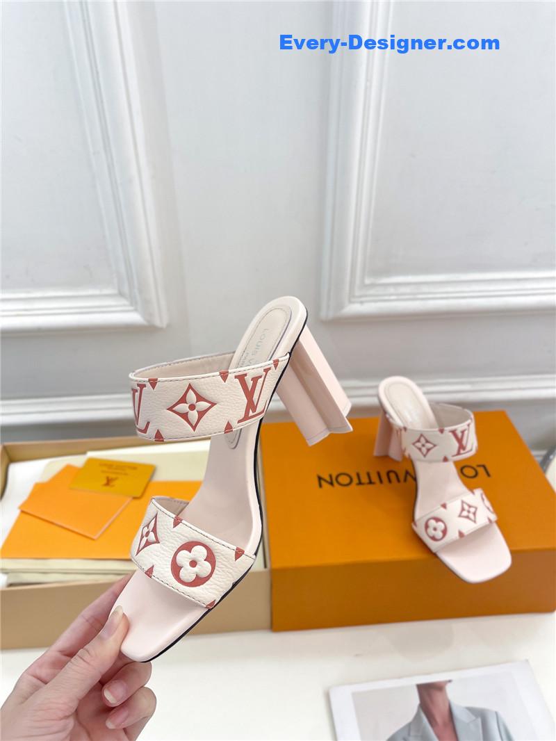 l0vis Vvtt0n lv plum blossom heel embossed sandals