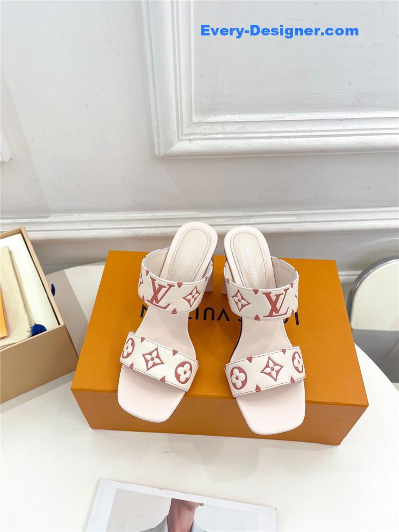 l0vis Vvtt0n lv plum blossom heel embossed sandals