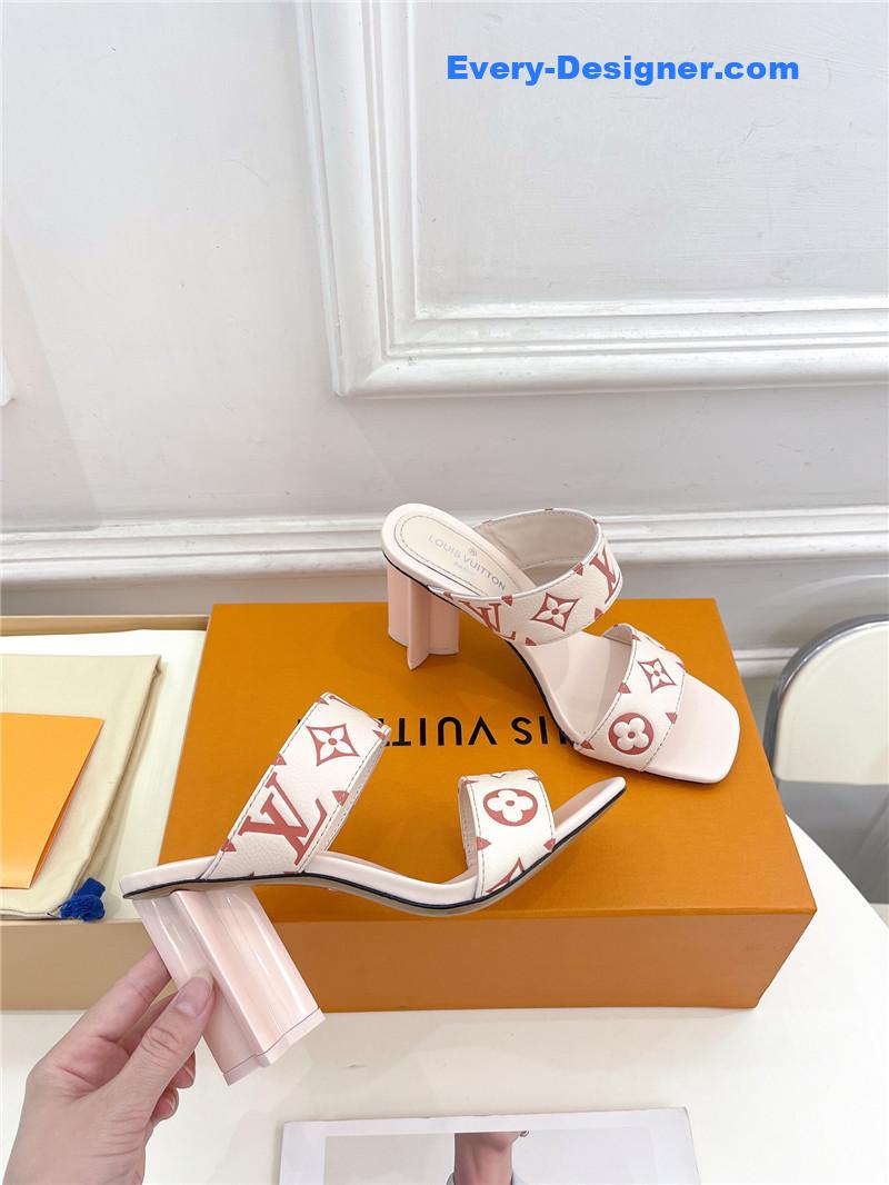 l0vis Vvtt0n lv plum blossom heel embossed sandals