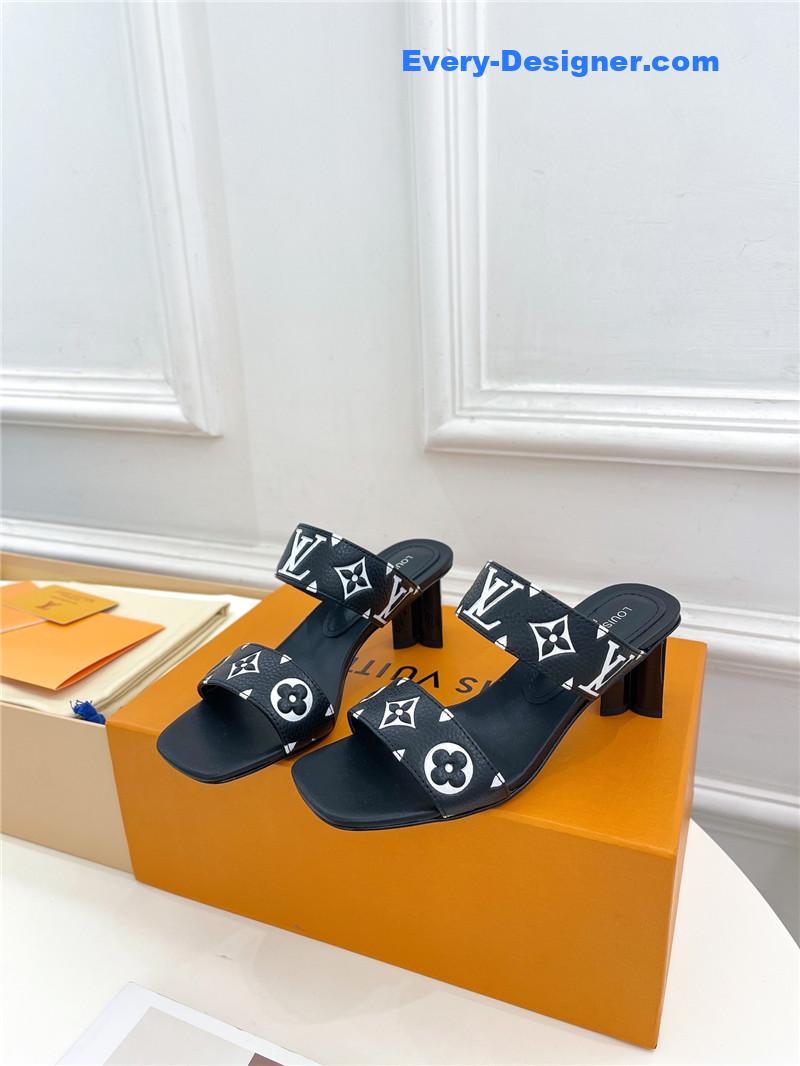 l0vis Vvtt0n lv plum blossom heel embossed sandals