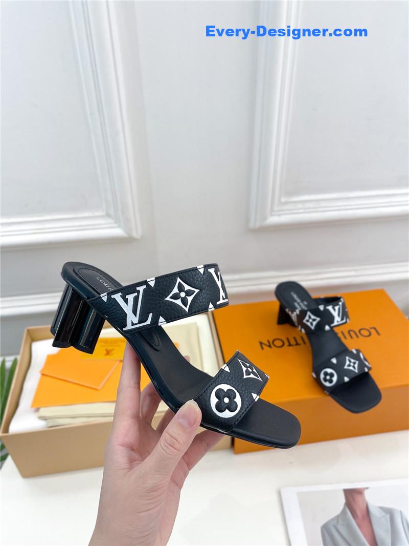 l0vis Vvtt0n lv plum blossom heel embossed sandals