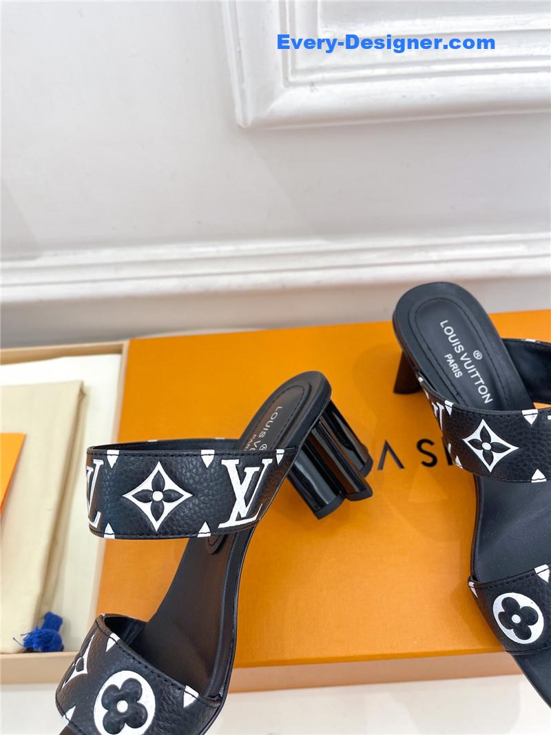 l0vis Vvtt0n lv plum blossom heel embossed sandals