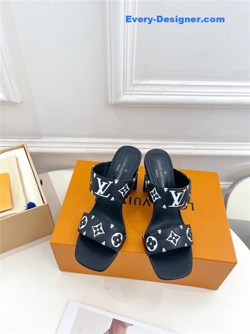 l0vis Vvtt0n lv plum blossom heel embossed sandals